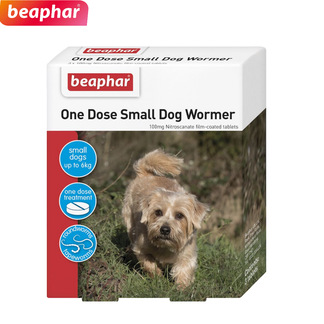 BEAPHAR ONE DOSE WORMER SMALL DOG & PUPPIES TREATMENT WORMING TABLETS 3 TAB