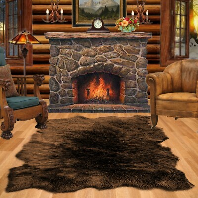 Bear Skin Accent Rug, Sheepskin, Random Shape Area Throw, FUR ACCENTS 