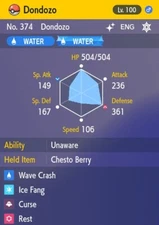 Pokemon Scarlet and Violet 6iv Shiny Max EV Dondozo