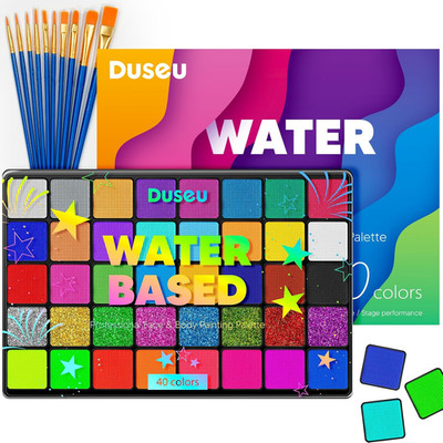 40 Color Face Painting Kit - Water Activated Face Paint Palette with Brushes, Pr