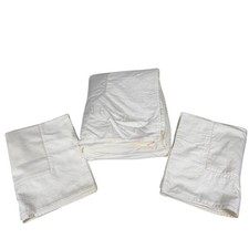 Frette Damask Border Honeycomb Pattern Beige/Ivory Flat Sheet  Shams King 3 Pc