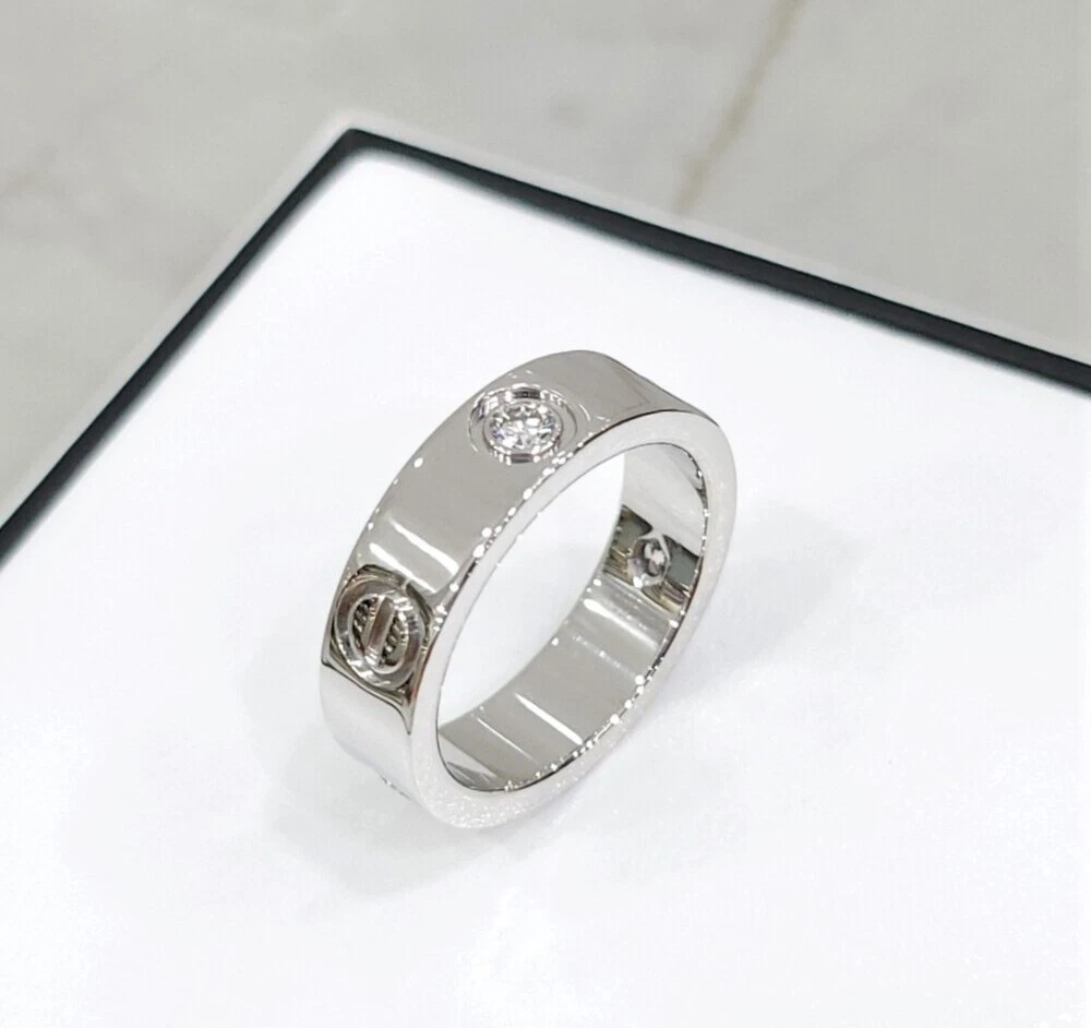 Anello Cartier oro bianco diamanti 3P fascia amore 51 B4032500 140784135