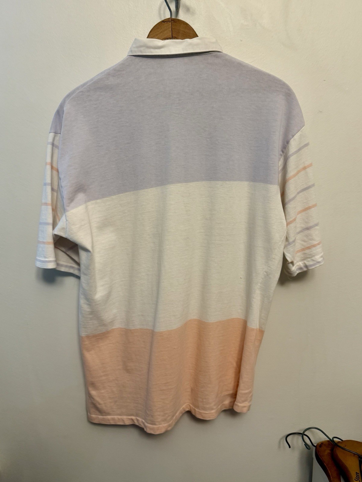 Vintage 80s 90s Large PEPSI Promo Short Sleeve Striped Pastel Polo Shirt image 2
