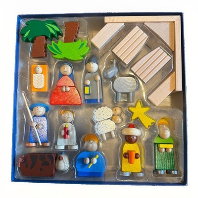 HABA Wood Nativity Scene Set 18pc Complete in Box Christmas Made In Germany