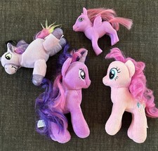My Little Pony Lot of 4 Pink Purple 2 Ty Plush 1 Key Chain Stuffed Animal