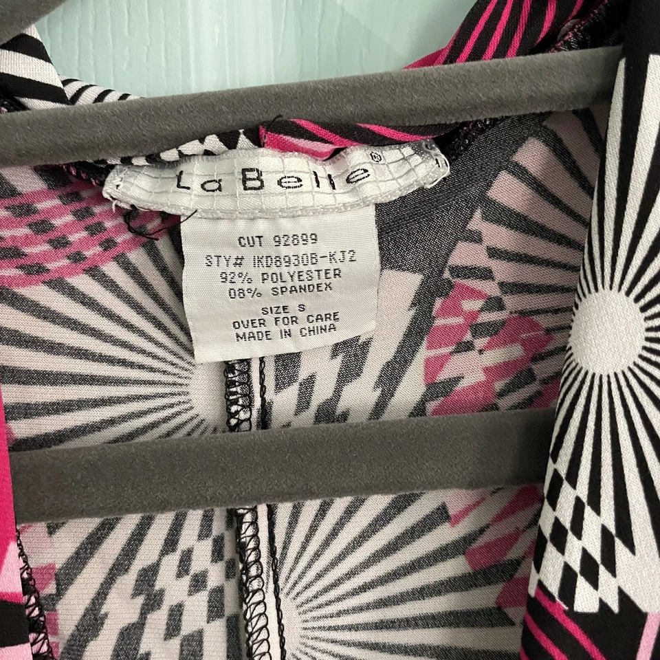 La Belle Y2K Mod Midi Dress Small Deep V-Neck Wide Strap Sleeveless Ruched Retro - Image 3 of 4