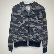 Abercrombie Kids Hooded Fleece Zip Up Sweatshirt Camo Neon Youth Size 13/14