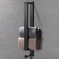 Livehitop Handtuchhalter Schwarz, Selbstklebend Handtuchstange Ohne Bohren