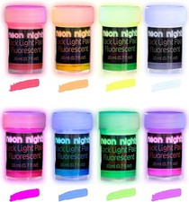 Glow in the Dark Paint - Pack of 8 Multi-Surface UV Paint Set - UV Blacklight