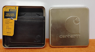 NEW Carhartt Men's Pebble Leather Passcase Wallet model: WW0210 w/ Zipper Inside
