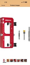 SEBUPAR Door Hinge Template Jig Kit for Router, Aluminum Red 4pc Set