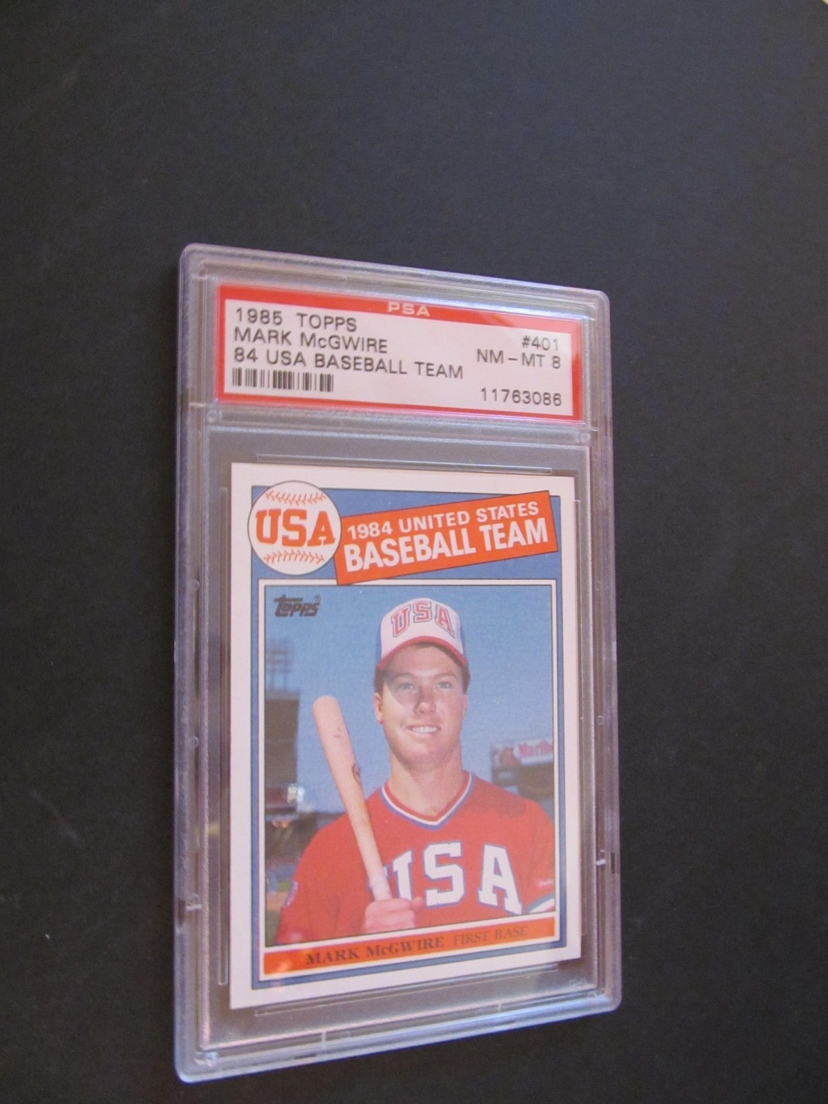 1985 Topps Mark McGwire, 1984 USA Baseball Team PSA 8 nm-mt