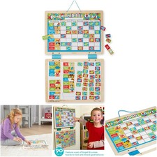 Magnetic Responsibility Chart Kids Calendar Wooden Chore Board 89 Magnets Ages
