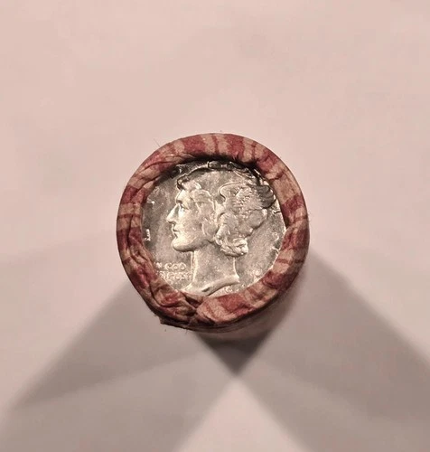 Unsearched Sealed Wheat Penny Roll w/ 90% Silver Mercury Dime &BU Reverse Enders