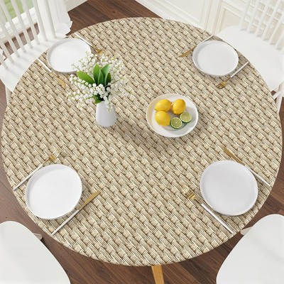 Smiry Round Picnic Tablecloth, Wipeable Flannel Backed Vinyl Tablecloths for 45''