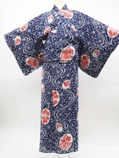 Japanese Vintage Yukata Cotton Kimono Flower Butterfly eb-1183