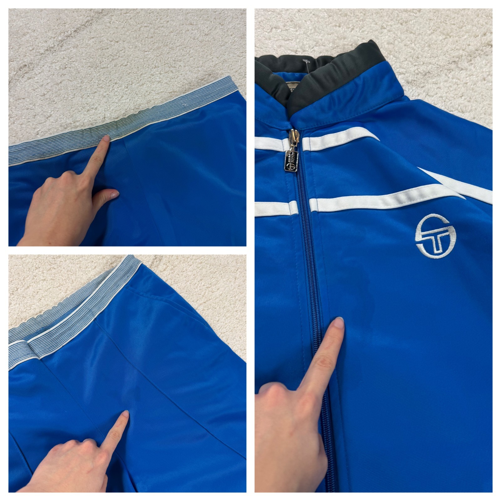 VTG Sergio Tacchini 1980's Blue Track Jacket & Track Pants Large Tracksuit Set image 6