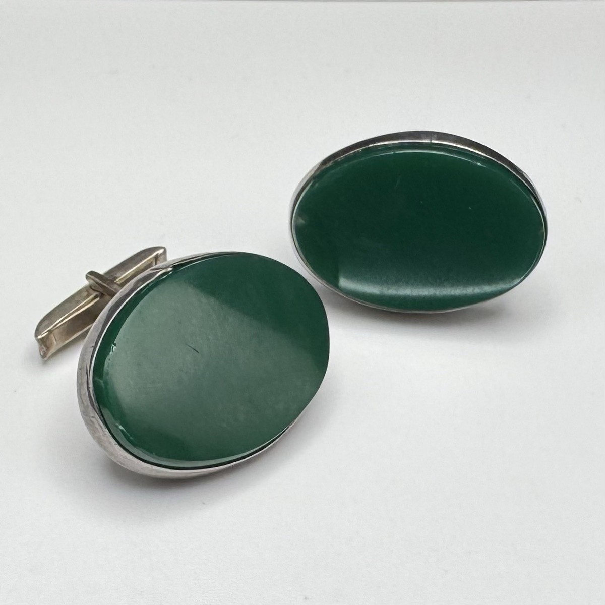 Vintage R.P.H. Sterling Silver Signed Dark Green Stone 1