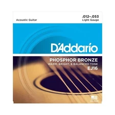 NEW D'Addario EJ16 Phosphor Bronze Acoustic Strings - Light - .012-.053