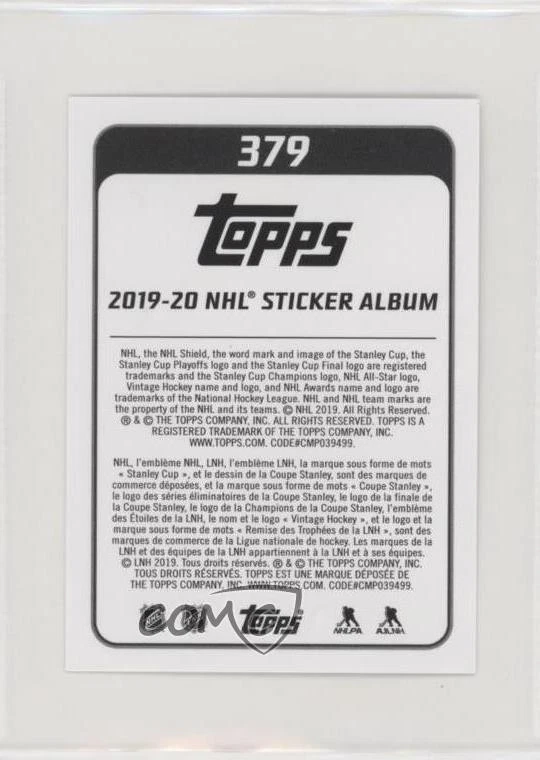2019-20 Topps NHL Stickers Foil NHL Player Stickers Evgeni Malkin #379 - Image 2 of 2