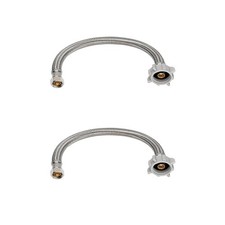 2 PCS Toilet Water Supply Line 12 Inch 3/8 Comp 7/8 BC Braided Stainless