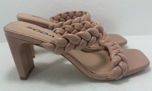 Soda Women's Braided Heelled Square Toe Block Heel Sandals size 6.5 - Picture 9 of 21