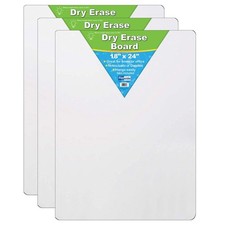 Flipside 18x24 Dry Erase Board, Unframed, Non-Ghosting, 3-Pack