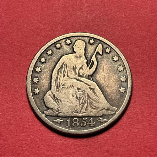 (1) Beautiful Toned Antique 1854-O Seated Liberty Half Dollar VG-VERY GOOD NICE