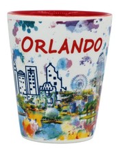 Vidrio de chupito de cerámica color agua claro Orlando Florida Skyline