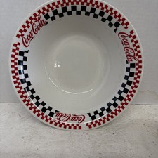 1996 Gibson Coca Cola 10 Inch Serving Bowl Checker Pattern