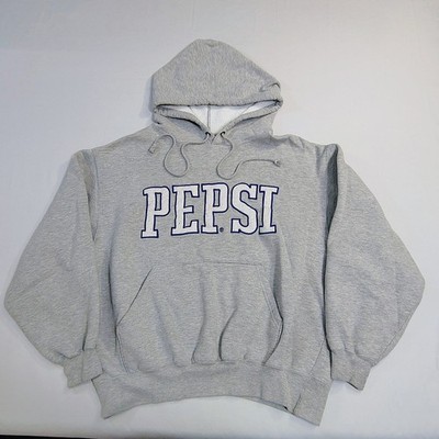 Vintage 90s Pepsi Cola Points Hoodie Sz L Gray Sweatshirt Fleece 