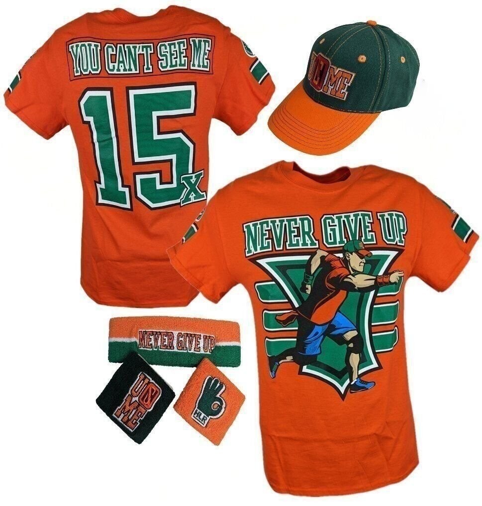 John Cena Mens Orange 15x Costume Hat T-shirt Wristbands | eBay
