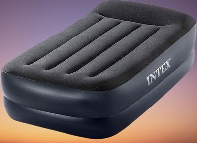 Intex Raised Twin Airbed   Built-in Pump, Pillow, Dura-Beam Plus, Portable