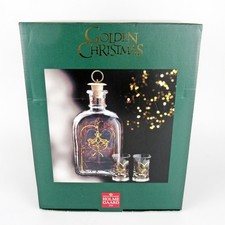 Holmegaard Glas Weihnachtsflasche + Schnapsgläser 2004 Golden Christmas Denmark