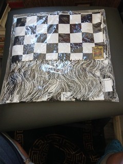 Mens 100% Silk Dress Scarf by Goldtop Chequered Racing Flag Design