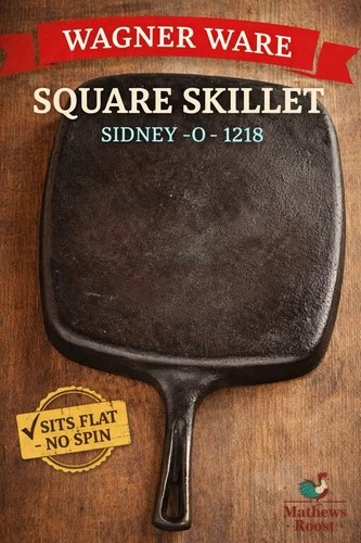 Vintage Wagner Ware Sidney O Square Skillet 1218 Cast Iron Pan USA