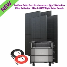EcoFlow Delta Pro Ultra Inverter +  2 Batteries + Qty 4 400W Rigid Solar Panels