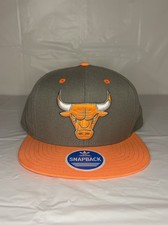 adidas NBA Chicago Bulls Snapback Hat Gray/Orange Adjustable Cap