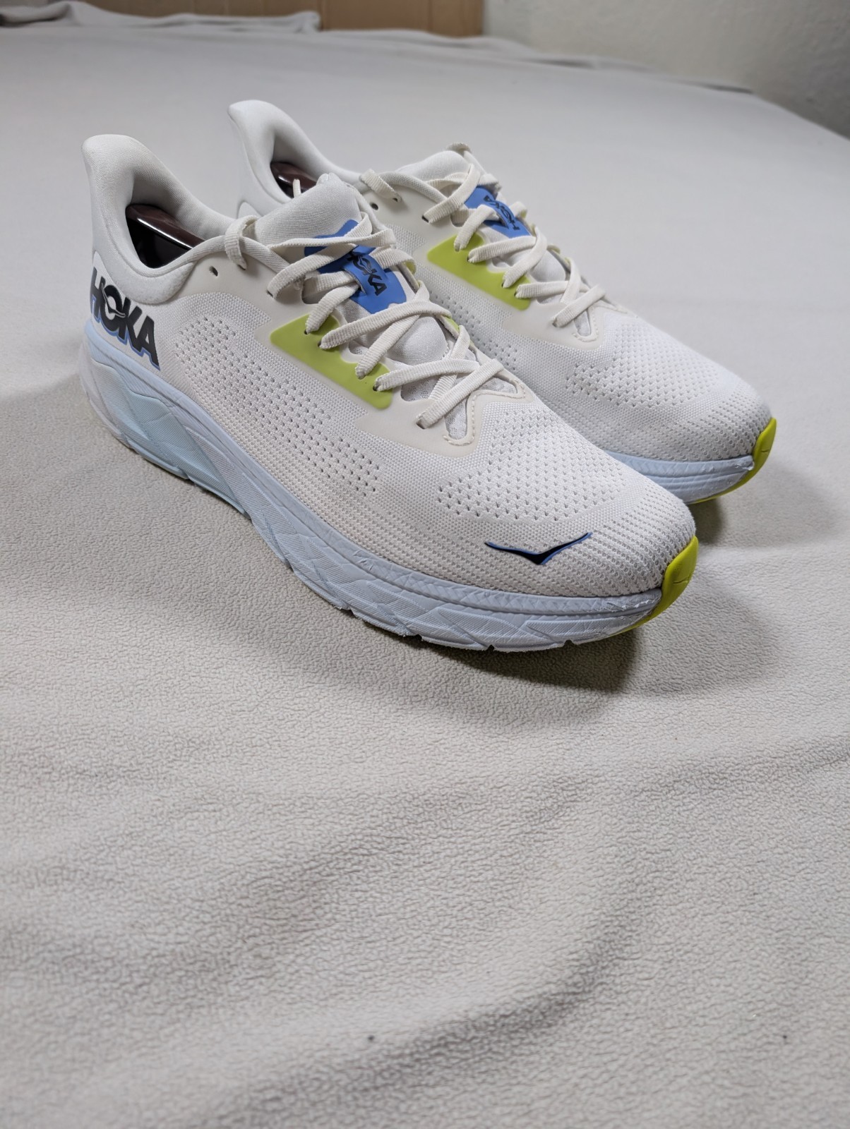 Hoka One One Arahi 7 Running Shoes Blanc De Blanc Blue White Mens Size 12.5 D