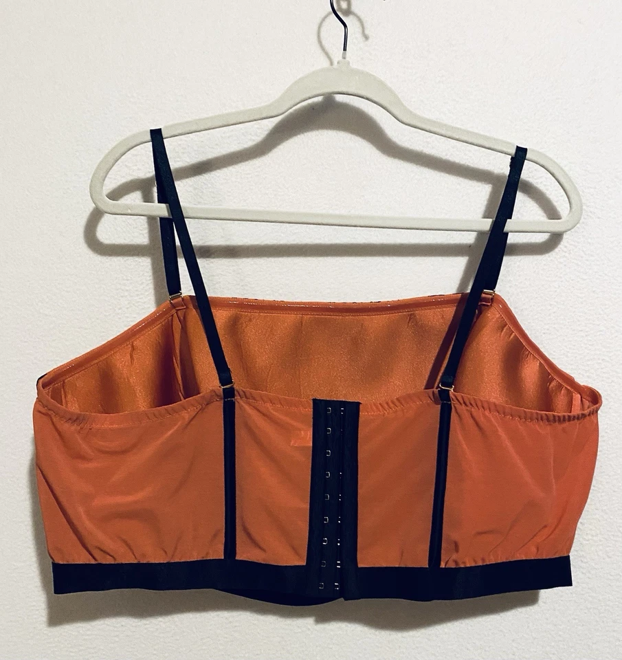 Lencería coqueta Lela Rose Cacique Bustier para mujer 26 28 coral naranja negro de encaje Foto 3 de 4