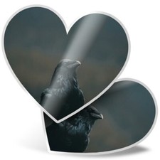 2 x Heart Stickers 15 cm - Crow Blackbird Raver Black Bird #44745