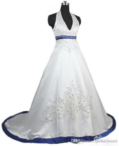 Plus2-28 Gótico Halter Vestido de Baile Vestido de Boda Vintage Cuello en V ALine Vestido de Novia Foto 2 de 4