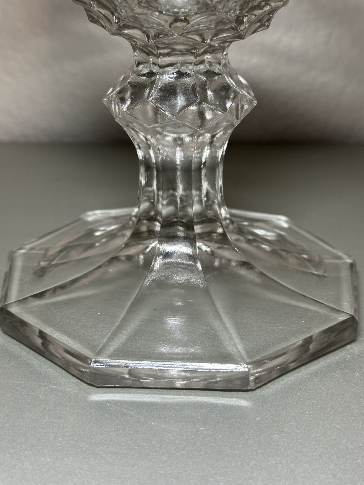 ANTIQUE CLEAR FLINT GLASS EAPG PATTERN GLASS COMPOTE HONEYCOMB WITH OVALS