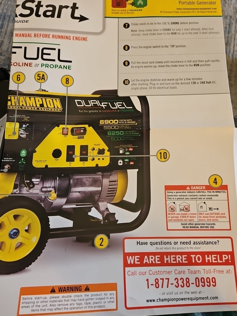 Champion 100231 Portable Generator Owner's Manual & Operting