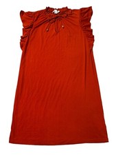 Michael Kors Red Dress Flutter Ruffle Cap Sleeves w/Accent Drawstring Bow Size M