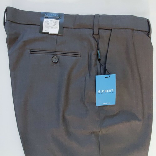 Gioberti Men's Hidden Expandable Waist Straight Dress Pants, Charcoal