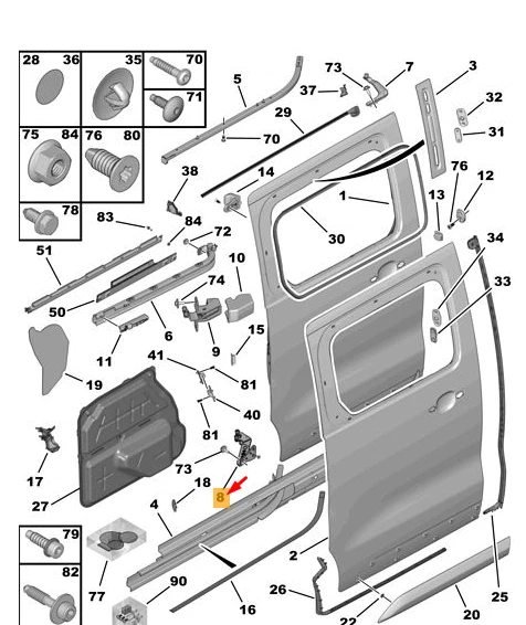 CITRO N JUMPY MK3 Sliding Left Door Carriage 9847162380 New Genuine 