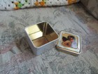 Small Thinking Angel Square Tin, 3" x 3" x 1 3/4", small dent in the lid — photo 3
