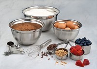 Kitchen Mixing Bowls, Measuring Cups, Spoons & Whisk 12 Pc Stainless Steel Set on sale Kitchen Mixing Bowls, Measuring Cups, Spoons & Whisk 12 Pc Stainless Steel Set on sale