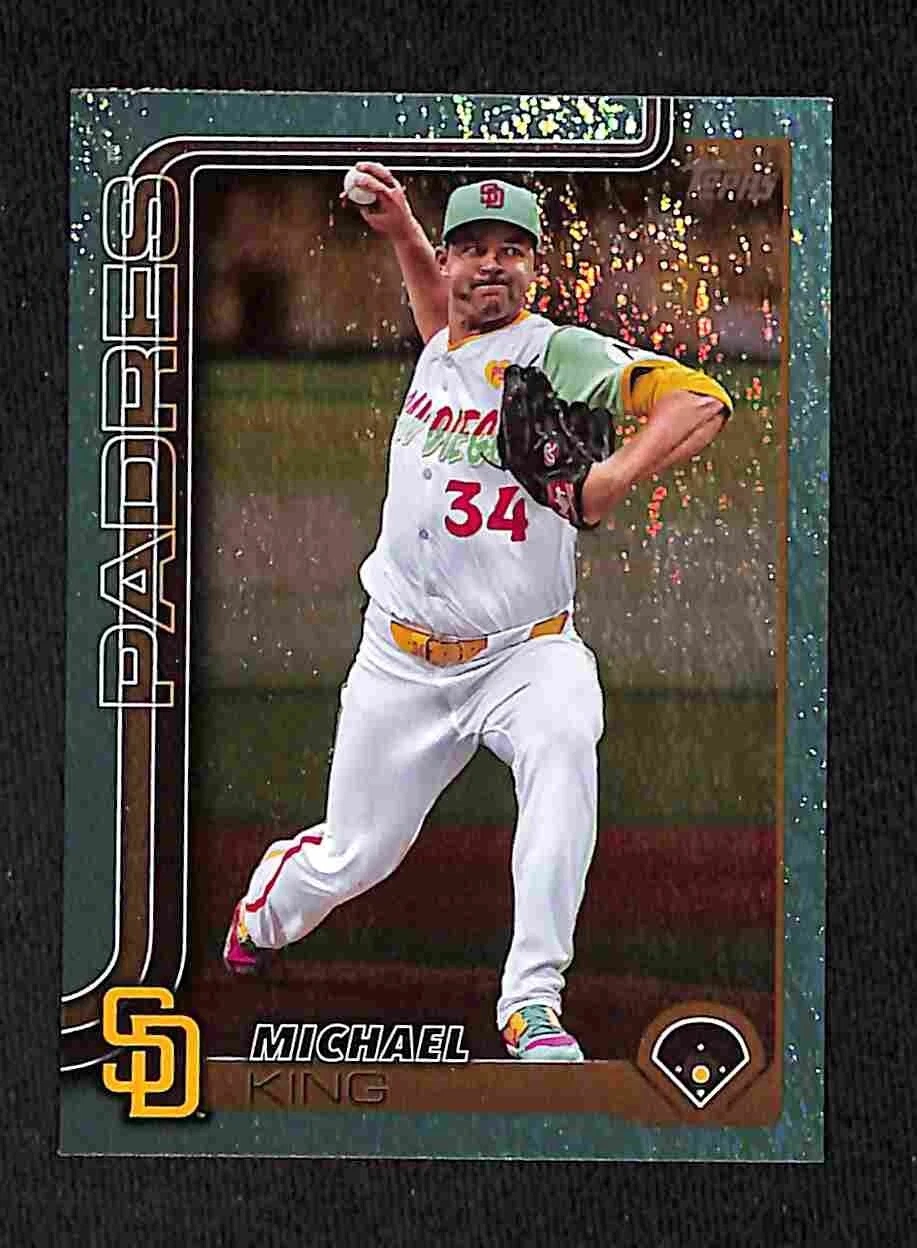 2025 Topps Series 1 #195 Michael King Aqua Holo Foil Parallel San Diego Padres